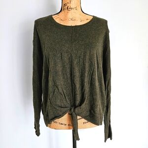 5/$30 Style & Co. Dark Moss Green Longsleeve Knotted-Front Lightweight Sweater